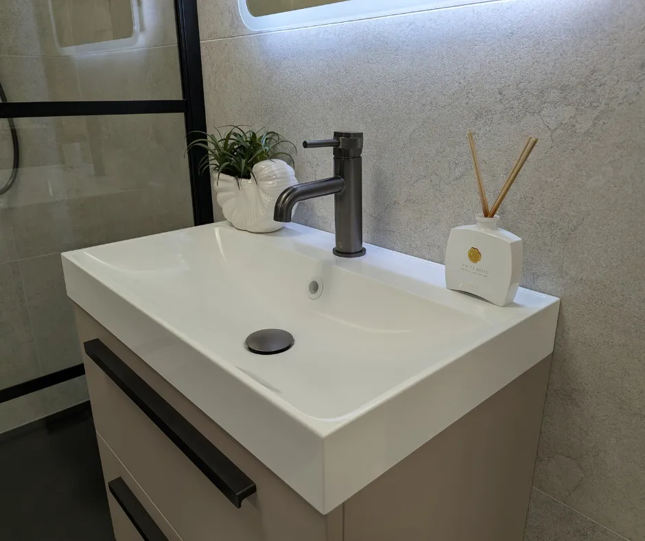 Industrial-Inspired Wet Room with Gunmetal Accents